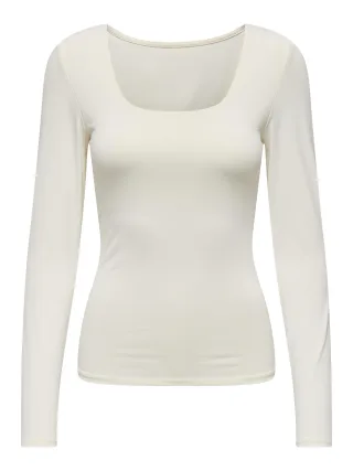 ONLY - ONLEA L/S 2-WAY DEEP NECK TOP JRS NOOS Cloud Dancer - Gr. - L