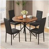 Bealife Essgruppe 5-tlg(Esstisch und 4 stühlen) Runder Tisch, Durchmesser: 100 cm
