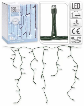 LED-Lichterkette Eiszapfen ,180 LEDs, 230 V~, IP 44, 8 Funktionen, kaltweiß