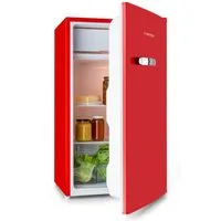 Klarstein Kühl-/Gefrierkombination Beercracker Kühlschrank 91L mit 7L Gefrierfach 3 Türablagen Retro 10045922, 83.1 cm hoch, 47.4 cm breit, Bier Hausbar Mini Fridge mit Eisfach & Flaschenöffner