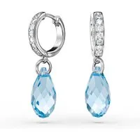 Schöner-SD Paar Ohrhänger Creolen Tropfen-Kristall 17mm Hängeohrringe Damen 925 Silber Rhodium, mit Markenkristall