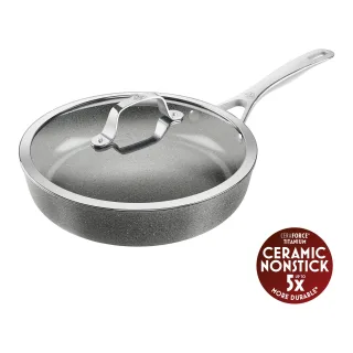 BALLARINI Salina Schmorpfanne mit Deckel, 28 cm, Aluminium, Titanverstärkte keramische Antihaftbeschichtung