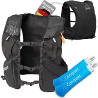 Conquer. Trinkrucksack 5L Damen & Herren – Ultraleichte Laufweste, Laufrucksack, Kangoroofach, Fronttaschen, Reißverschlussfach