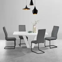 OTTO home Essgruppe Elbach, (Set, 5-tlg), ausziehbar 120-160 cm, Hochglanz, Tischgruppe Freischwinger