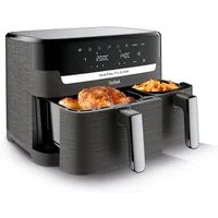 Tefal Heißluftfritteuse Dual Easy Fry & Grill EY905B, knusprig und gesund kochen, 8 voreingestellte Programme, 2700 W, Doppelkammer, inkl. Grillplatten