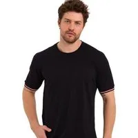 COMEOR T-Shirt Basic Herren Kurzarm Rundhalls (Packung, 1-tlg) mit gestreiften Ärmel Bündchen