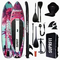 SF SUPRFIT Inflatable SUP-Board Suprfit Stand-Up Paddling Board Miami Mint, Allround, Tourin, Komplettset - kein zusätzliches Zubehör nötig + Kajak Paddel und Sitz