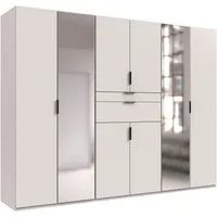 Wimex Drehtürenschrank Moldau (mit Drehtüren, Schubladen, Einlegeböden, Kleiderstangen, 1-St., moderne Optik, Metallgriffe in Schwarz, mit Spiegel) 270x58x208cm weiß mit Spiegel