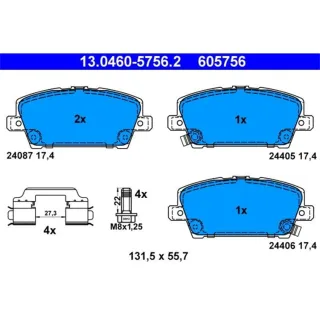 ATE Bremsbel?ge vorne Honda Civic VIII Hatchback 1.4 - 2.2