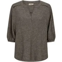 FREEQUENT Schlupfbluse FQLAVA-BLOUSE melierte Sommerbluse mit Leinen