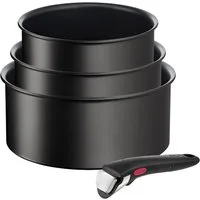 Tefal Topf-Set Ingenio Unlimited, Kasserollen Set abnehmbarer Griff, Induktion, Aluminium (Set, 4-tlg., 3x Kasserollen 16/18/20 cm, 1x abnehmbarer Griff), stapelbar, platzsparend, Topfset mit Antihaftversiegelung, L76391