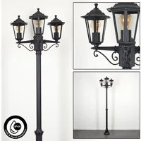 hofstein Außen-Stehlampe Wegeleuchte aus Metall/Glas in Schwarz/Klar, ohne Leuchtmittel, Kandelaber, Gartenbeleuchtung IP44, 3xE27, ohne Leuchtmittel