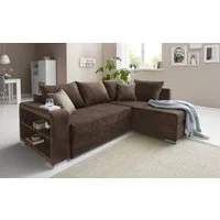 COLLECTION AB Ecksofa John L-Form, B: 226 cm, Bettfunktion, Bettkasten, Regalelement & 2 Zierkissen, Federkern