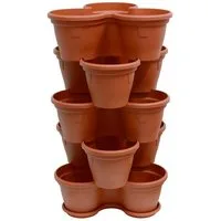 Engelland Blumenständer Säulentopf, Hochbeet, Kräuterbeet (Vorteils-Set, 5 St., 11 Liter Fassungsvermögen je Ebene), fallsicher, UV-beständig, stapelbar, platzsparend, robuster Kunststoff