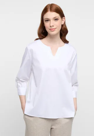 ETERNA - Satin Shirt Bluse Satingewebe 3/4-Arm weiß - Gr. - 38/Dreiviertelarm