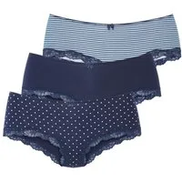 LASCANA Panty (3er-Pack) aus elastischer Baumwolle mit zarter Spitze