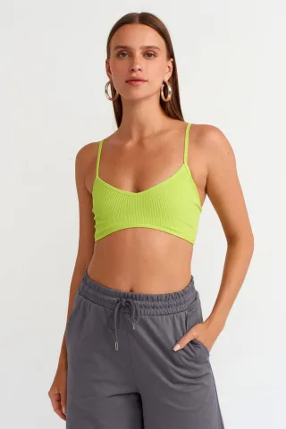 Rippstrick V-Ausschnitt Cropped Bralet Top