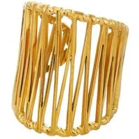 KARMA Fingerring Damenring Statement Ring Gold Edelstahl hypoallergen (Geschenk Frauen Fingerring vergoldet, Damenschmuck Damen), wasserfest verstellbar modern