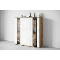 Home affaire Highboard Caro, modernes Design mit Glaseinsätzen, Breite 120 cm (1 St), grifflose Fronten mit Push-to-Open, höhenverstellbare Einlegeböden
