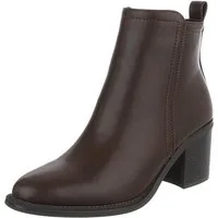 Ital-Design Damen Stiefelette Lederoptik Blockabsatz elegant Stiefelette (92269233) Blockabsatz Stiefeletten in Braun