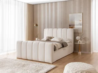 Boxspringbett Schlafzimmerbett DENIS PREMIUM 120x200cm Stoff Catch Me Creme
