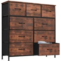 SURFOU Schubkastenkommode Kommode Stoff 9 Schubladen Sideboard Mehrzweckschrank (Schubladenschrank), für Schlafzimmer Wohnzimmer, Kinderzimmer, Flur, Aufbewahrungsschrank