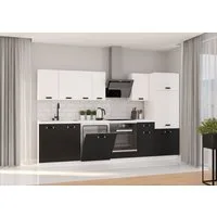 Küchen-Preisbombe Küchenzeile Omega XL 300 cm Küchenblock Einbauküche Singleküche Schwarz + Weiss
