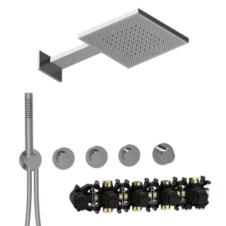 Herzbach MODUL7 PUSH-Thermostat-Set P-TF2 TWIN FLOW Chrom, 70.703723.1.01 70.703723.1.01