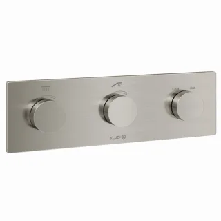 Kludi PushTronic Elektronisches Unterputz-Thermostat mit Feinbauset Stainless Brushed Nickel, 38300N 38300N5-00