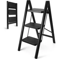 BlingBin Trittleiter 2 / 3 / 4 Stufen klappbare Küchenleiter mit breiten Stufen (1er Set, 1-St., 39*45*54 cm(T x B x H), Antirutsch-Oberfläche, belastbar bis 150 kg für Haushalt & Büro