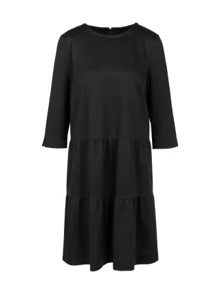 Marc Cain Essentials - Jerseykleid mit Stufenvolants black - Gr. - 36