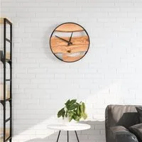 vidaXL Wanduhr (Wanduhr Braun Ø35 cm Eisen und Olivenholz)
