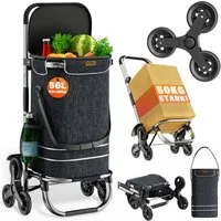 monzana Einkaufstrolley, komplett zusammenklappbar (auch mit Tasche), innenliegendes Kühlfach