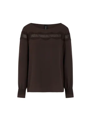 Marc Cain Collections - Elegante Bluse mit Spitze seal brown - Gr. - 40