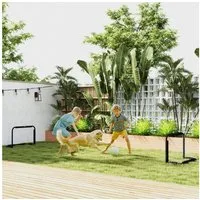 HOMCOM Fußballtor Klappbar Fussballtore mit Metallrahmen für Kinder und Erwachsene (Fußballnetz, 2 St., inkl. Heringe und Werkzeug), Garten, 90 x 36 x 60 cm, Schwarz