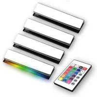 kalb LED Glaskantenbeleuchtung LED RGB Glaskantenbeleuchtung Vitrinenbeleuchtung Clip Glas, 4er Set