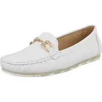 Ital-Design Elegante Mokassins mit Schnalle für Damen - Komfortabel & Stilvoll Slipper (89930192) Flach Mokassins in Weiß