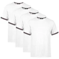 COMEOR T-Shirt Basic Herren Kurzarm Rundhalls (Packung, 4-tlg) mit gestreiften Ärmel Bündchen