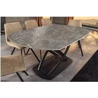 riess-ambiente Esstisch INCEPTION 130-190cm anthrazit – oval, Keramik, Marmor-Design, Metall (Einzelartikel, 1-St), ausziehbare Platte für 6–8 Personen – ideal für Esszimmer oder Küche