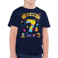 Shirtracer T-Shirt Ich bin 7 Bausteine (1-tlg) 7. Geburtstag