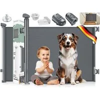 KIDIZ Türschutzgitter Treppenschutzgitter ausziehbar bis 140cm für Kinder, Babys & Haustiere (Schutzgitter für Treppen & Türen inkl. Bodenanker & Montagezubehör), Raumtrennung Absperrgitter kindersicheres Treppengitter
