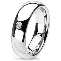 BUNGSA Fingerring 57 (18.1) Ring mit Kristall hochglanzpoliert Silber Titan Unisex (Ring, 1-tlg), Damen Herren