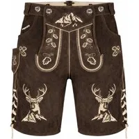 PAULGOS Trachtenhose Herren Lederhose Kurz mit Trägern 100% Echtleder - HK4