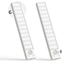 LQWELL LED Unterbauleuchte mit Bewegungsmelder, Dimmbar, Akku, USB-C Wiederaufladbar Schranklicht, 22,5 cm,1500 mAh, Weiß, für Küche, Kleiderschrank, Schlafzimmer