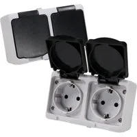 REV Ritter GmbH Aufputz-Steckdose 2er Set REV AquaMini Feuchtraum 2-fach Steckdose Doppelsteckdose, 2-St.