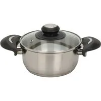 Spetebo Kochtopf Edelstahl Kochtopf mit Glasdeckel 1,4 L / Ø 16 cm, Edelstahl (Packung, 2-tlg., Topf mit Deckel), Universal Küchen Topf mit Griffen