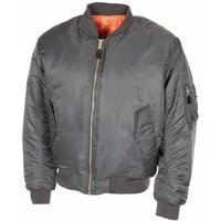 MFH Bomberjacke US Pilotenjacke MA1, Mod., urban grau - XXXL Paspeltaschen mit Patte und Druckknopf