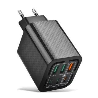 BK320-3A3C PD50W 6-Port USB PD Charger 3USB-A+3USB-C PD3.0 QC4.0/3.0/2.0 FCP Fast Charging Wall Charger Adapter EU Plug
