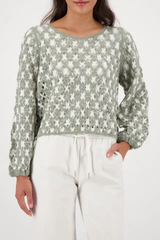 monari - Strickpullover mit Cornellymuster pearl melange - Gr. - 36