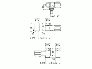 Schell NA-Ventil COMFORT mit RFV 3/4"chrom für Wandbatterien Anschluß li 033440699